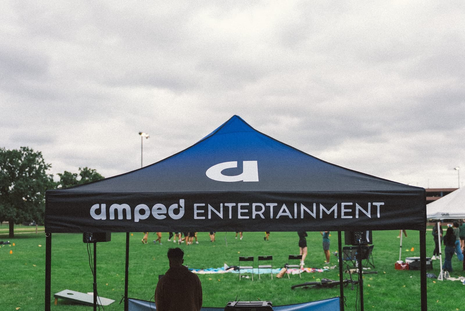 Amped Entertainment setup at an outdoor campus event